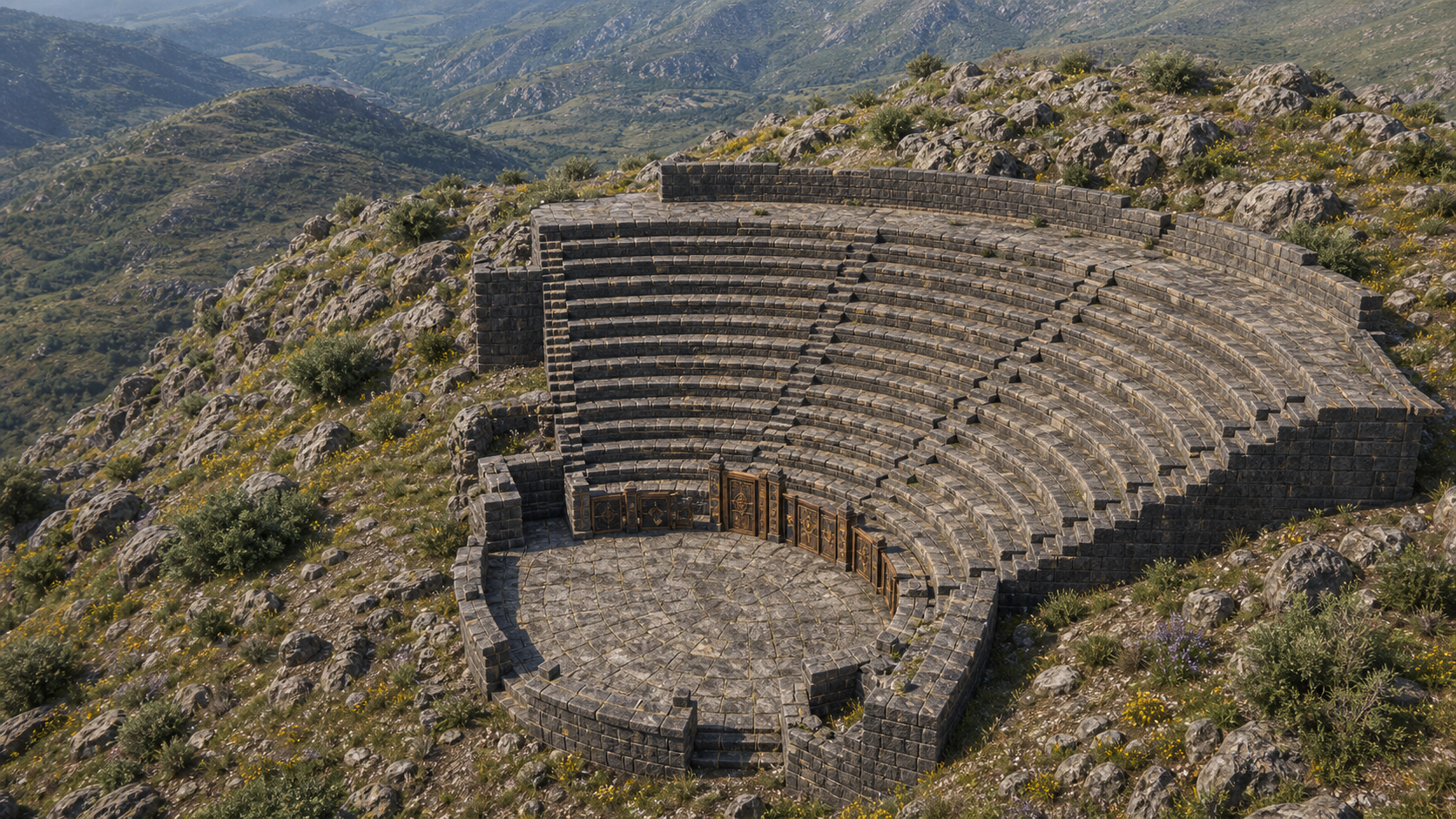 Aerial view of the natural open-air amphitheatre