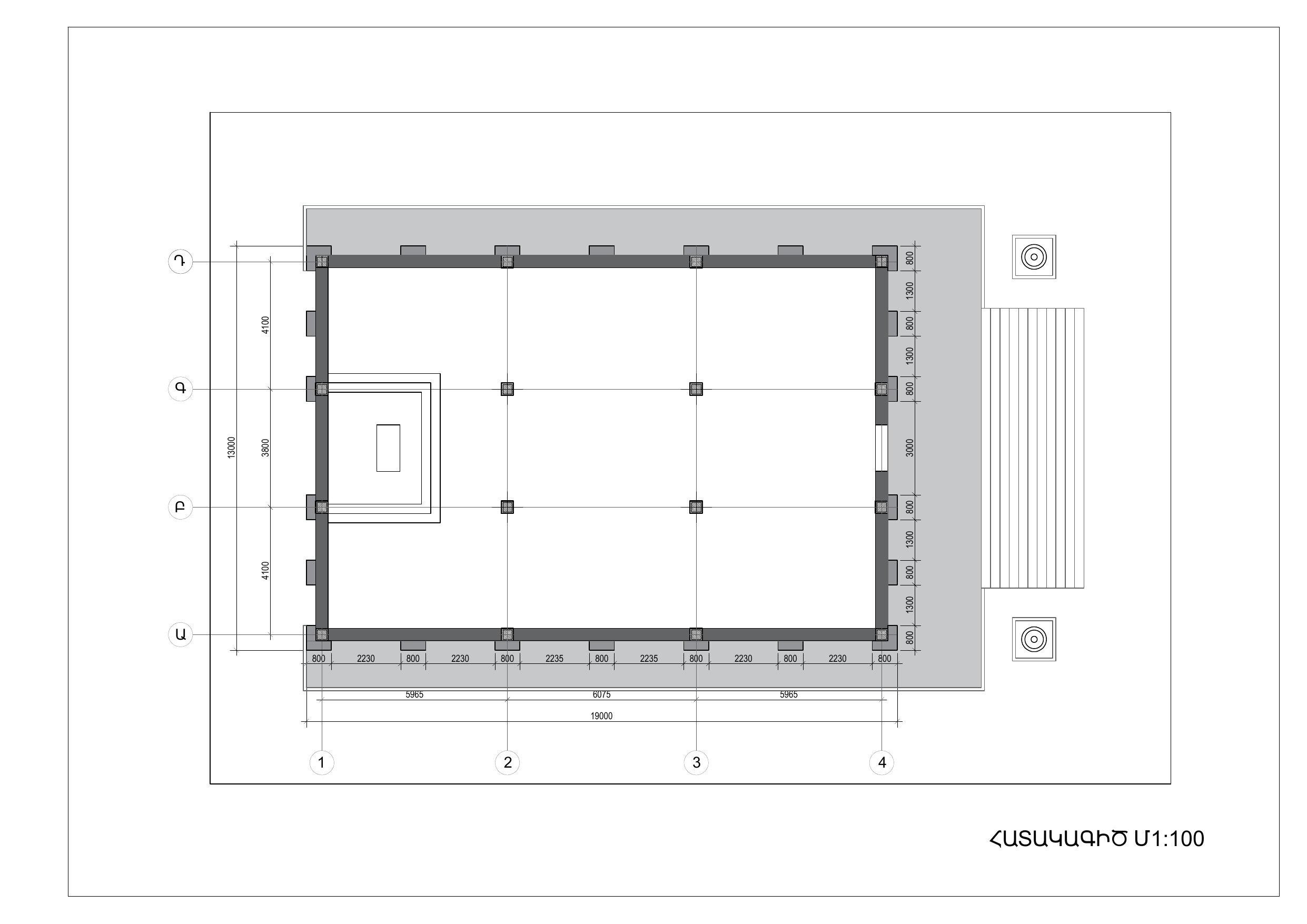 Floor plan of the temple, scale 1:100
