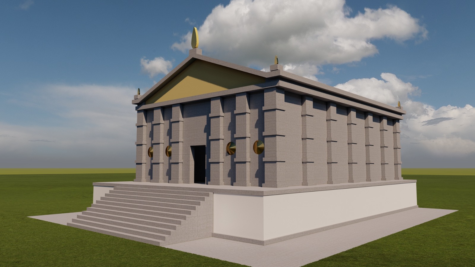 3D reconstruction — three-quarter view from the left