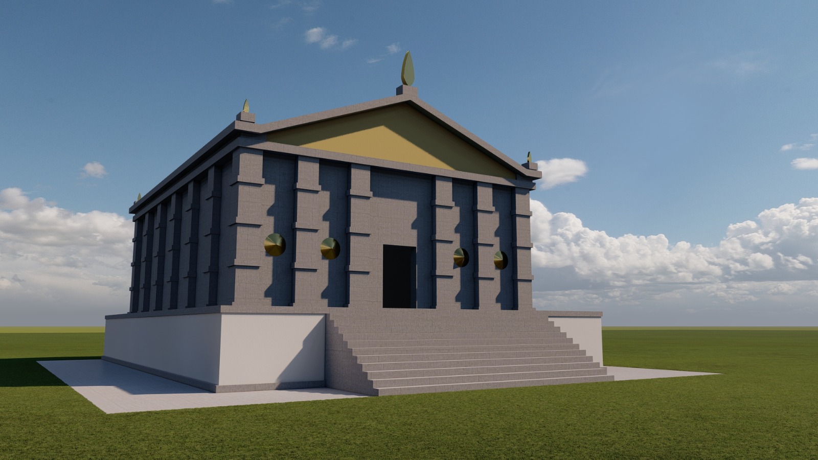3D reconstruction — three-quarter view from the right